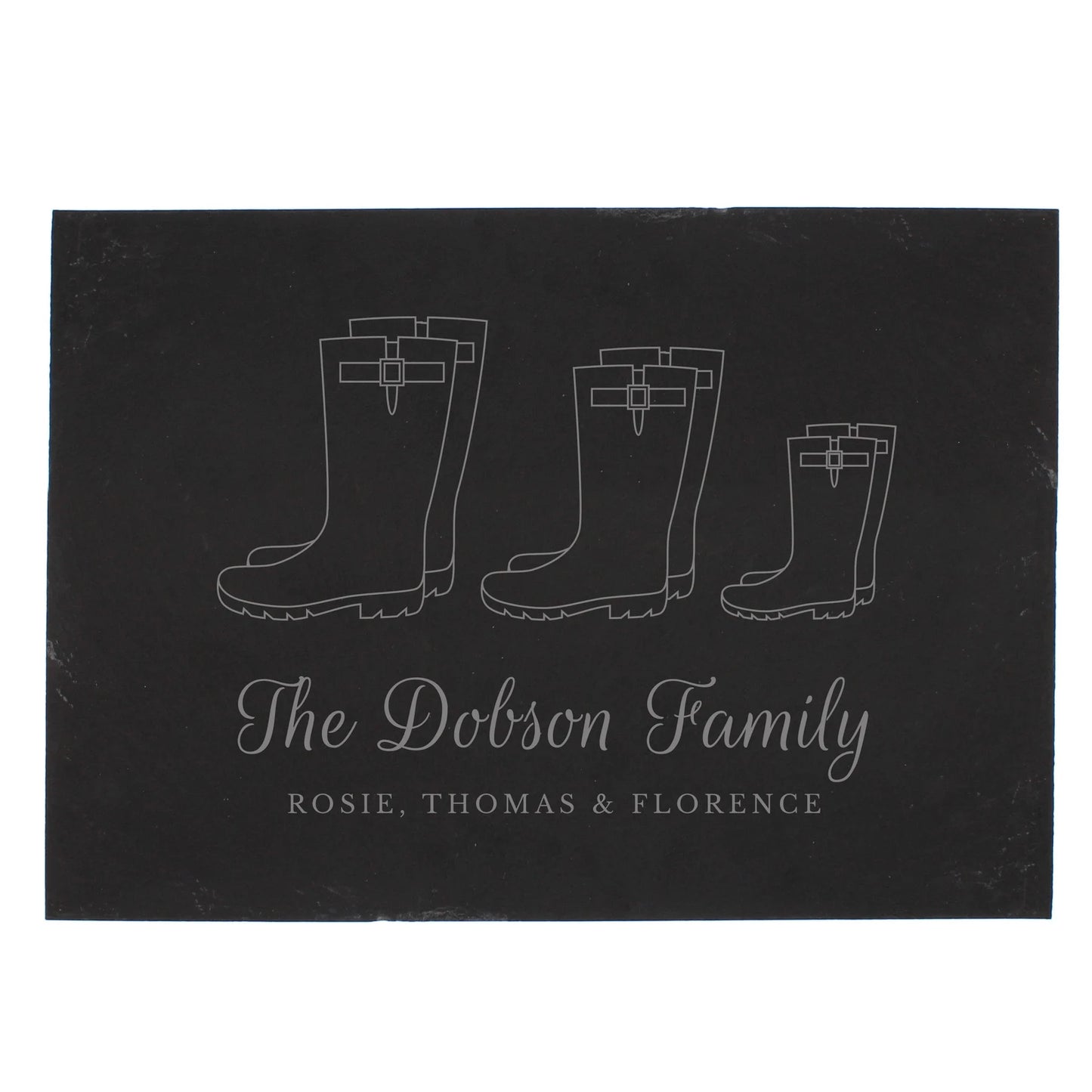 Personalised Welly Boot Family of Three Slate
